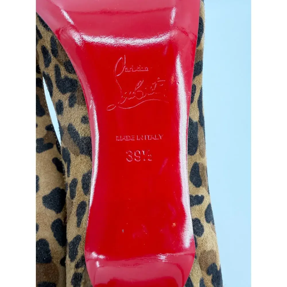 Christian Louboutin Clare 80 Leopard Suede Pointed Toe Pumps Red Sole 39.5 US 9